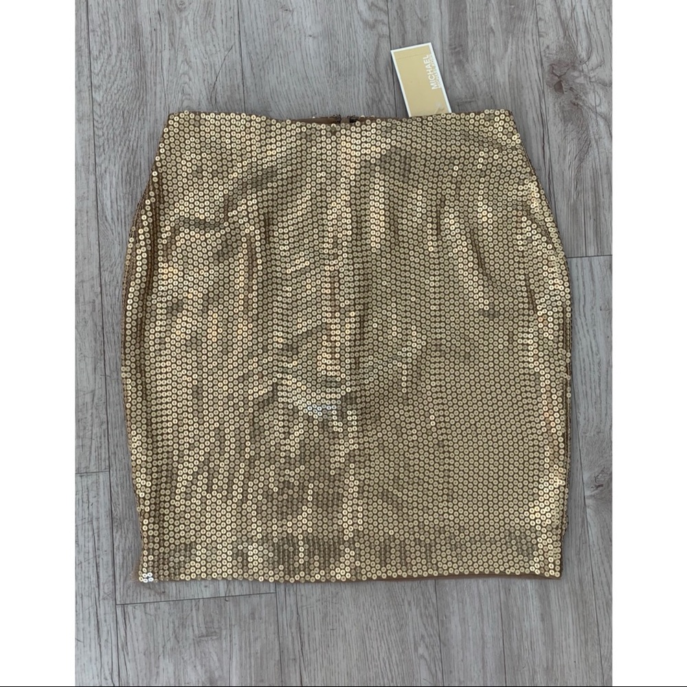 Michael Kors Gold Sequin Mini Skirt